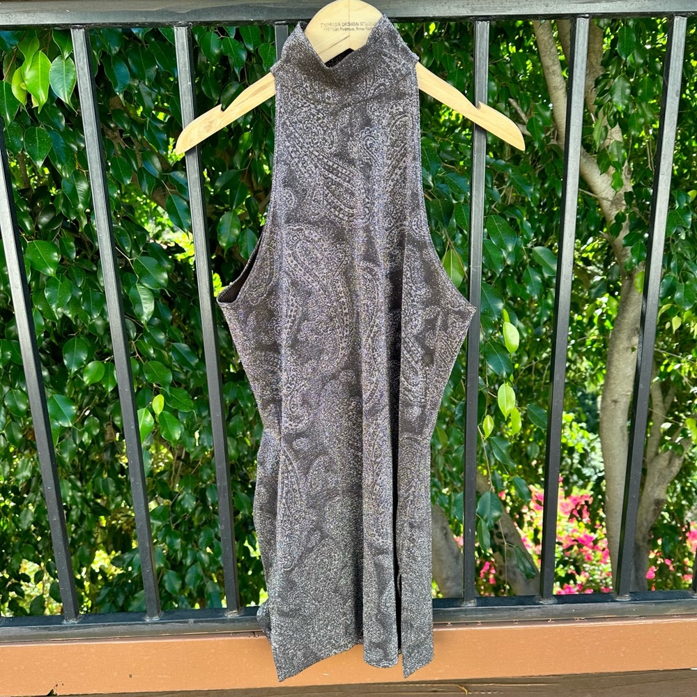 *** SOLD *** Vintage Silver Sparkly Paisley Mini Dress - XS/S